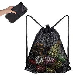 Kordelzug Sporttasche aus Nylon, Mesh Rucksäcke mit Kordelzug, Kordelzug Turnbeutel, Mesh Strandtasche, Gym Sack Rucksack Große Netztasche Fußball Ballnetz für Schwimmen Tauchen Reisen (45 * 40cm) von Butyeak