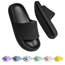 Buwege Unisex Kinder Badelatschen Jungen Mädchen badeschlappen Cozy Slides Wolken Schlappen Original EVA Weiche Dicke Sohle Rutschfeste Schwimmbad Strand Badeschuhe Schwarz 29 EU von Buwege