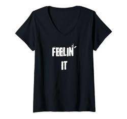 Damen Feelin' It — Optimistische Zuversicht T-Shirt mit V-Ausschnitt von Buy Cool Shirts
