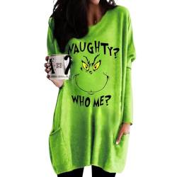 Weihnachten Pullover Damen Grinch Golf Shirts Damen Thermounterwäsche Damen Baumwolle Shein Damen Oberteile Shirt Damen Bluse Kurzarm Damen Damen T Shirt Langarm Pullover von Buyaole