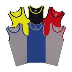 Buyless Fashion Boys U-Ausschnitt Tagless Unterhemden Weiches Baumwoll-Tanktop (6er Pack) 1-2 von Buyless Fashion