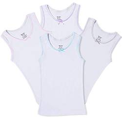 Buyless Fashion Girls Tagless Unterhemden mit Cami-Rundhalsausschnitt Baumwolltank mit Besatz und Riemen (4er-Pack) 1-2 von Buyless Fashion