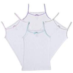 Buyless Fashion Girls Tagless Unterhemden mit Cami-Rundhalsausschnitt Baumwolltank mit Besatz und Riemen (4er-Pack) 7-8 von Buyless Fashion