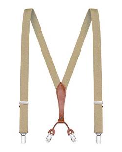 Buyless Fashion Herren Y Hosenträger - 122cm elastische verstellbare Riemen 2,5 cm - 5118-Tan von Buyless Fashion