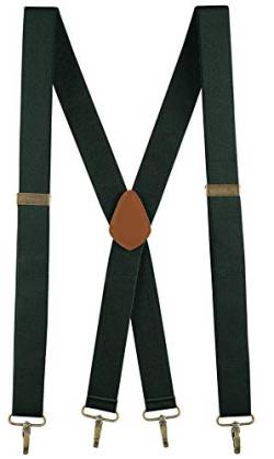 Buyless Fashion Herren Y Hosenträger - 122cm elastische verstellbare Riemen 3 cm - 5119-Hunter-Green von Buyless Fashion