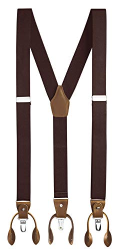 Buyless Fashion Herren Y Hosenträger - 122cm elastische verstellbare Riemen 3 cm - 5120-Brown von Buyless Fashion