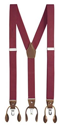 Buyless Fashion Herren Y Hosenträger - 122cm elastische verstellbare Riemen 3 cm - 5120-Burgundy von Buyless Fashion