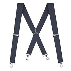 Buyless Fashion Hosenträger für Herren - 48"elastische verstellbare Träger 1 1/4" - X Rücken mit Metallhaken - 5135-Denim-Blue von Buyless Fashion