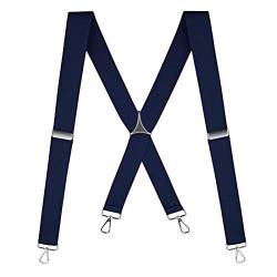 Buyless Fashion Hosenträger für Herren - 48"elastische verstellbare Träger 1 1/4" - X Rücken mit Metallhaken - 5135-Navy von Buyless Fashion