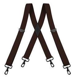 Buyless Fashion Hosenträger für Herren - 48" verstellbare Träger 1 1/4" - X Rücken mit schwarzen Haken - 5141-Brown von Buyless Fashion