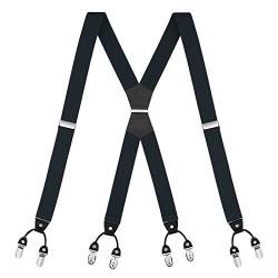 Buyless Fashion Hosenträger für Männer - 48"elastische verstellbare Träger 1 1/4" - X-Form - 5133-Black von Buyless Fashion