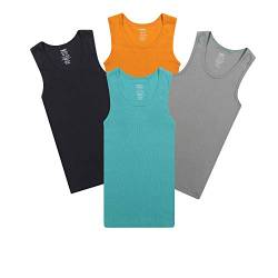 Buyless Fashion Jungen Unterhemden Tank-Top mehrfarbige Weiche Baumwolle (4er-Pack) 11-12 von Buyless Fashion