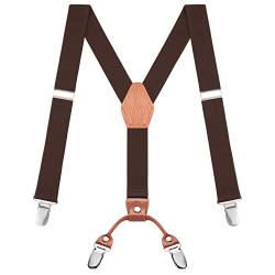 Buyless Fashion Verstellbare Hosenträger für Kinder – 26" elastische Träger 1" – Leder Y-Form Rückseite – 5151 - Brown von Buyless Fashion