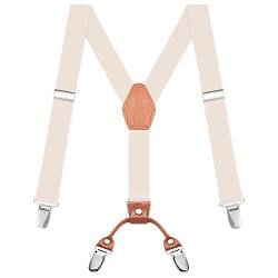 Buyless Fashion Verstellbare Hosenträger für Kinder – 26" elastische Träger 1" – Leder Y-Form Rückseite – 5151 - Ivory von Buyless Fashion