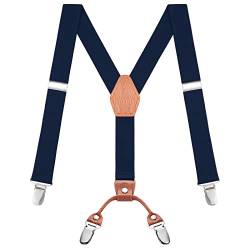 Buyless Fashion Verstellbare Hosenträger für Kinder – 26" elastische Träger 1" – Leder Y-Form Rückseite – 5151 - Navy von Buyless Fashion