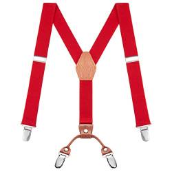 Buyless Fashion Verstellbare Hosenträger für Kinder – 26" elastische Träger 1" – Leder Y-Form Rückseite – 5151 - Red von Buyless Fashion