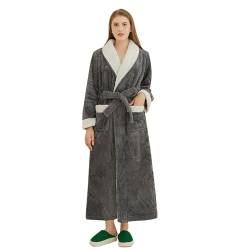 BuzkiK Bademantel Sommer Damen Frauen Seide Bademantel Winter Robe Gemütliche Robe Flanell Winter Morgenmantel Frottee Weichen Warmen Regenmantel Wadenlang Bodenlang Loungewear Langarm von BuzkiK