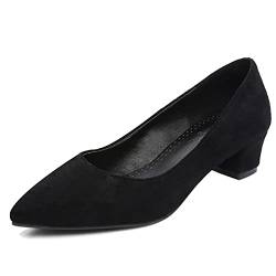 Bviennic Damen Buro Arbeit Ohne Verschluss Blockabsatz Pointed Toe Pumps Mens Mitte Absatz Kleid Abend Pumps Party Schuhe Schwarz Gr 46 Eu-48Cn von Bviennic