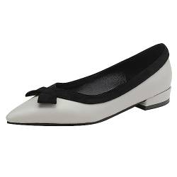 Bviennic Ohne Verschluss Niedrige Absatz Damen Pointed Toe Arbeit Schuhe Komfort Hochzeit Pantoffeln Bride Formal Abend Party Blockabsatz Pumps Grau Gr 35 EU von Bviennic