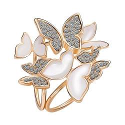 Bwardyth Eleganter 3 Ringe Schmetterling Schalring Seide Schal Schnalle Clip (Gold), Legierung von Bwardyth