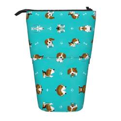 Bxzpzplj Federmäppchen mit Gitarren-Muster, Teleskop-Etui, Schreibwaren, Make-up, Aufbewahrungstasche für Teenager, Schulbedarf, Cartoon-Beagle-Hund, Einheitsgröße von Bxzpzplj