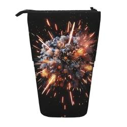 Bxzpzplj Federmäppchen mit abstraktem Weltkartendruck, Teleskop-Etui, Schreibwaren, Make-up, Aufbewahrungstasche für Teenager, Schulbedarf, Explosionsfeuerwerk 3D, Einheitsgröße von Bxzpzplj