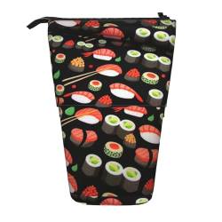 Bxzpzplj Japanischer Sushi-Garnelen-Druck, Teleskop-Etui, Schreibwaren-Aufbewahrungstasche, Federmäppchen für Schule, Teenager, Jungen, Japanische Sushi-Garnelen, Einheitsgröße von Bxzpzplj