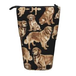 Bxzpzplj Teleskop-Etui mit Leopardenmuster, Schreibwaren, Make-up, Aufbewahrungstasche für Teenager, Schulbedarf, Golden Retrievers, Einheitsgröße von Bxzpzplj