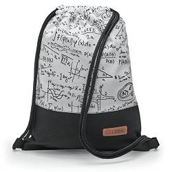 By Bers LEON Turnbeutel mit Innentaschen Reißverschluss Rucksack Beutel Tasche Damen Männer & Teenager Gymbag Gymsack (TB_MatheForm_schwarz) von By Bers