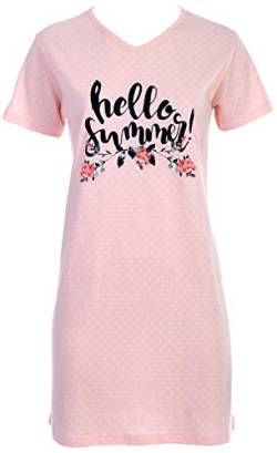 By Louise Damen Nachthemd Sleepshirt Schlafshirt Sleepwear V-Ausschnitt Kurzarm rosa, Grösse:S - 36, Farbe:rosa von By Louise