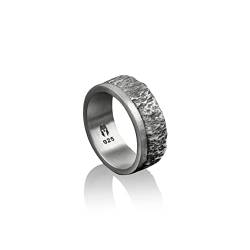 BySilverStone Jewelry Rock Surface 925 Silber Wolframring, Sterling Silber Herren Ehering, Verlobungsring, Herren Hochzeitsschmuck, Wolframband, Geschenk Für Den Trauzeugen von BySilverStone Jewelry