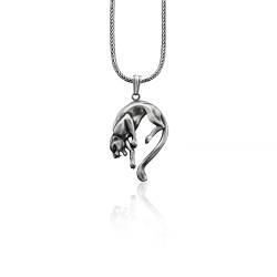 BySilverStone Jewelry – Silberne Panther-Herrenhalskette, Großer Panther-Anhänger Aus Oxidiertem Silber, Unisex-Tierschmuck, Geschenk-Halskette Für Den Ehemann, Wild-Panther-Herrenhalskette von BySilverStone Jewelry