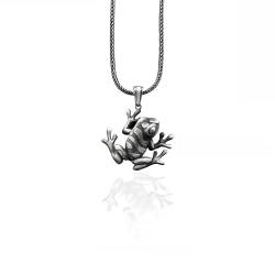 Bysilverstone Jewelry – Herren-Halskette „Frosch“ Aus Sterlingsilber, 3D-Frosch-Anhänger Aus Massivem Silber Für Herren, Herrenschmuck Aus Oxidiertem Silber, Halskette Für Herren, Unisex-Frosch-Anhäng von BySilverStone Jewelry