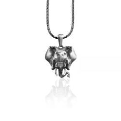 Bysilverstone Schmuck – Handgefertigte Afrikanische Elefanten-Halskette Aus Sterlingsilber, Elefantenfamilie-Silberhalskette, Afrikanischer Tier-Silberschmuck, Elefanten-Herren-Halskette von BySilverStone Jewelry