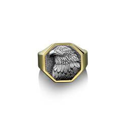 Handgefertigter Amerikanischer Adler Herrenring, Vergoldeter Adlerring, 925Er Silber Adler Signet Herrenring, Sterling Silber Ehering Für Herren, Ring Für Herren von BySilverStone Jewelry