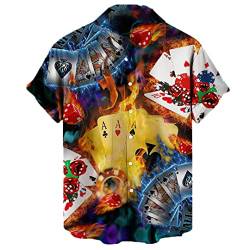 Herren T Shirt Herren 3D Poker Drucken Revers Blusen Hemd Lässige Einzeltaste Hemd Zl-1228 3XL von Byblos