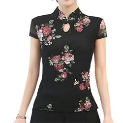 Sexy Cheongsam Shirt Vintage Blume Frauen chinesische traditionelle Qipao Bluse Sommer Kurzarm Tops A L von Byblos