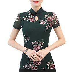 Sexy Cheongsam Shirt Vintage Blume Frauen chinesische traditionelle Qipao Bluse Sommer Kurzarm Tops B M von Byblos