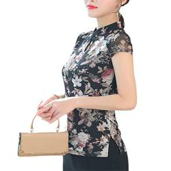 Sexy Cheongsam Shirt Vintage Blume Frauen chinesische traditionelle Qipao Bluse Sommer Kurzarm Tops C XL von Byblos
