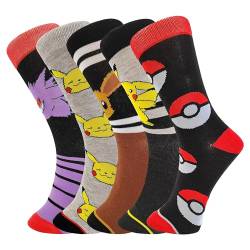 Herrensocken, lustige Anime-Socken, niedlicher Pikachu, lässig, Baumwolle, Crew-Socken, Cartoon-Neuheit, 36-48, Multipack von Bycikool