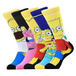 Unisex Cartoon Lustige Socken The Simpson Neuheit Crew Socken 2er Pack Kleid Socken von Bycikool