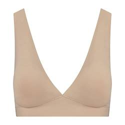 Bye Bra Deep Plunge BH-Top, breiter Schultergurt, abnehmbare Polsterung, Bruststütze, drahtloser BH, formende Shapewear, beige/schwarz, S-XL, beige, S von Bye Bra