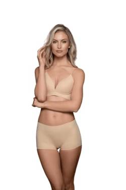 Bye Bra Push Up BH Top, Push Up BH, Bügelfreier BH, Tiefe Tiefe Vorderseite, Verstellbarer Schultergurt, Sculpting Shapewear, Beige/Schwarz, S-Xxl, beige, M von Bye Bra