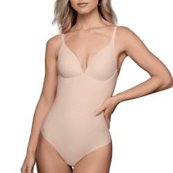 Bye Bra Skulptur Bodysuit, Drahtloser Bodysuit, drahtlose Tassen, lasergeschnittene Kante, Hohe Kontrolle, Shapewear für Frauen, 2 Farben, S-XXL von Bye Bra