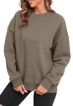 Byoauo Damen Sweatshirt Baumwolle Loose Oversized Pullover Langarmshirt Streetwear von Byoauo