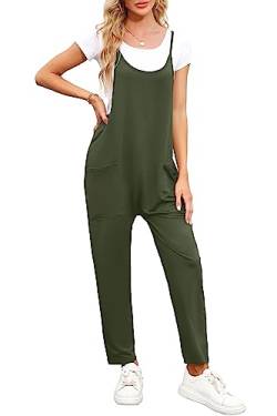 Byoauo Frauen Jumpsuit Casual Strampler Lange Hosen Strampler mit Taschen ArmyGreen von Byoauo