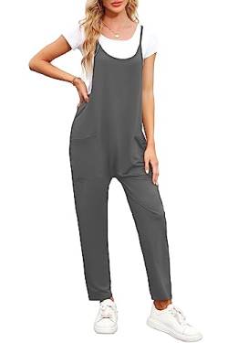 Byoauo Frauen Jumpsuit Casual Strampler Lange Hosen Strampler mit Taschen Dunkelbraun von Byoauo