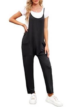 Byoauo Sleeveless Strap Piece Strampler Casual Sommer Overall Schwarz L von Byoauo