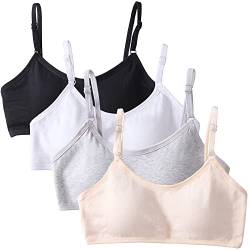 4er-Pack Mädchen Sport BHS Teens Unterwäsche mit Fest Gepolsterte und Verstellbarem Schultergurt Bralette Top Bustier für 10-16 Jahre Kinder von Bysion