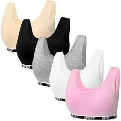 5er-Pack Mädchen Sport BHS Teens U-förmiger Rücken Unterwäsche mit Abnehmbar Gepolsterte Bralette Top Bustier für 7-12 Jahre Kinder von Bysion